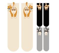Genérico Cute Dog Socks with Balls, 3 Pairs Novelty Funny Animal Fun Crew Dog Sock, Breathable Cotton 3D Dogs Thin Socks, Gift for Dogs Lovers