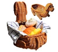 Generico Cute Dog Woven Fruit Bowl Rattan-Style Storage Basket Home Decor