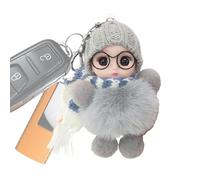 Genérico Cute Doll Keychain - Lovely Big Eyes Doll Pendant | Decorative School Bag Keychain Accessory | Wearing Glasses Scarf Hat, for Student Boys Girls Backpack, Adorable Ornament for Home Travel