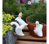 Genérico Cute Duck Plant Pot Decors, Resin Flower Pot Figurines, 5cm / 1.96inch 3 Pieces Funny Animal Figurines for Planter Edge, Decorative Garden Ornaments for Patio, Balcony, and Indoor Desk