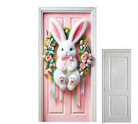 Genérico Cute Easter Door Cover, Bunny Spring Decor Banner, Holiday Doors Hanging with Vibrant Design, Happy Home Decor, Seasonal Easter Door Covers for Indoor Outdoor Office Dormitory
