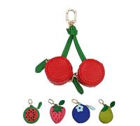Genérico Cute Fruit Coin Purse Keychain, Mini Leather Bag Charm for Women, ute Kawaii Coin Holder Keychain Purse, Backpack Charm for Girls and Women (cherry)