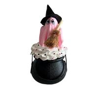 Genérico Cute Ghost Decor, Halloween Seasonal Décor, Cute Resin Broom Cauldron Design Witch Statue, Ghost Figurines Home Decor For Haunted Setup Birthday Party Window Display Food Tray Dinner Table