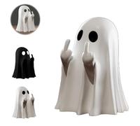 Genérico Cute Ghost Statue, Mini Ghosts Small Scary Ghost Figurines, Middle Finger Ghosts Halloween Figurines for Indoor Outdoor & Porch Hallo-Ween Decor (White)