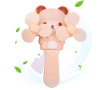 Genérico Cute Handheld Fan - ABS, Cartoon Double Leaf Manual Press Battery-Free Lightweight | Fun Portable Cooling Toy, Small Hand Press Fan For Outdoor, Indoor, Beach, Travel, Summer Cooling