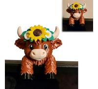 Genérico Cute Highland Cow Monitor Buddy Desk Decor, Mini Cow Screen Topper Ornament, Cows Figurine Accessories for Computer Car Screen, Fun Gifts for Cows Lovers