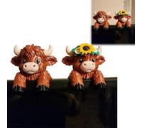 Genérico Cute Highland Cow Monitor Buddy Desk Decor, Mini Cow Screen Topper Ornament, Cows Figurine Accessories for Computer Car Screen, Fun Gifts for Cows Lovers