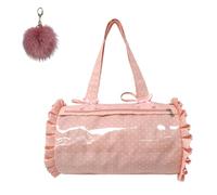 Genérico Cute Lace Dot Bow Tie Shoulder Bag,Bowknot Ruffle Handbag with Transparent Window, Aesthetic Anime Underarm Satchel
