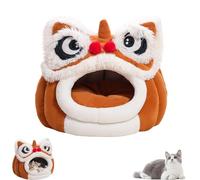 Genérico Cute Lion Head Pet Beds for Cats, Dance Lion Cats Bed, Removable and Washable Winter Closed-Off Cat Bed, Soft Cozy with Cushion, for Small Medium Cat Dogs (Coffee,Medium)