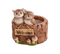 Genérico Cute Owl Planter - 13.2cm Small Pot, Resin Rustic Decoration, Smooth Durable with Open Storage Design | Versatile Mini Plant Pot for Succulents Cactus Keys Pens Makeup Brushes Home Office