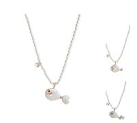 Generico Cute Pearl Fish Zircon Pendant Necklace for Women, Natural Pearl Beach Ocean Jewelry Gift, Summer Fish Charm Choker for Anniversary Birthday Gift for Her (C)