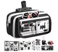 Genérico Cute Pen Pouch Set, Black Cat Pencil Organizer, Multi-Compartment Stationery Bag with Zipper, Fun School Supplies Storage, Pencil Case with Cartoon Style, Pen Organizer for Home Office