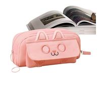 Genérico Cute Pencil Bag | Embroidered Cat Pencil Case | Girls Pencil Box | Stationery Organizer | Large Capacity Pouch Charming Cat Design Oxford Cloth For School Animal Pencil Case Cute Embroidered