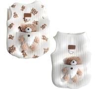 Genérico Cute Pet Apparel Plush Bear Pattern, Cartoon Clothes for Dog and Cat, Soft Sleeveless Puppy Kitten Pullover, Suitable for All Season (XL,White A+B)
