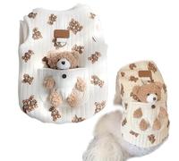 Genérico Cute Pet Apparel Plush Bear Pattern, Cartoon Clothes for Dog and Cat, Soft Sleeveless Puppy Kitten Pullover, Suitable for All Season (L,White B)