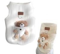 Genérico Cute Pet Apparel Plush Bear Pattern, Cartoon Clothes for Dog and Cat, Soft Sleeveless Puppy Kitten Pullover, Suitable for All Season (XS,White A)