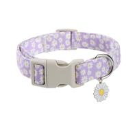 Genérico Cute Pet Collar For Cats Dogs, Purple Daisy Print Quick Release Buckle, Adjustable Wide Webbing With Decorative Charm, Spring Summer Outdoor Everyday Wear, Small Medium