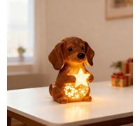 Genérico Cute Pet Dogs Christmas Themed LED Table Lamps,Resin Christmas Dog Night Light,Star Puppy Figurine LED Decorative Lamp,Fun Gift for Dog Lovers,Vintage Animal Home Decor