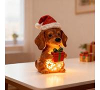 Genérico Cute Pet Dogs Christmas Themed LED Table Lamps,Resin Christmas Dog Night Light,Star Puppy Figurine LED Decorative Lamp,Fun Gift for Dog Lovers,Vintage Animal Home Decor