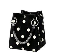 Genérico Cute Polka Dot Handbag for Women - Classic Dot Print, Roomy, Everyday Chic, Soft Rope Handle, Vintage Casual Tote Bag (Black)