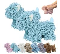 Genérico Cute Puppy Chenille Hand Towel, Dog Shaped Hand Towel, Fluffy Soft Super Absorbent, Hanging for Bathroom & Kitchen Washstand (Green,2PCS)
