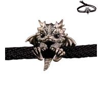 Genérico Cute Silver Dragon Bracelet,Vintage Dragon Bracelet,Adjustable Silver dragon bracelet,Handcrafted Braided Dragons Rope Bracelets,Friendship bracelets,Cuff Bracelets (Black)