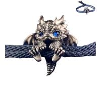 Genérico Cute Silver Dragon Bracelet,Vintage Dragon Bracelet,Adjustable Silver dragon bracelet,Handcrafted Braided Dragons Rope Bracelets,Friendship bracelets,Cuff Bracelets (Blue)