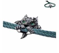 Genérico Cute Silver Dragon Bracelet,Vintage Dragon Bracelet,Adjustable Silver dragon bracelet,Handcrafted Braided Dragons Rope Bracelets,Friendship bracelets,Cuff Bracelets (Green)