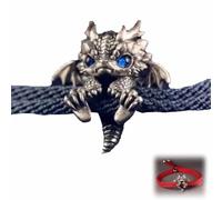 Genérico Cute Silver Dragon Bracelet,Vintage Dragon Bracelet,Dragon Bracelet,Adjustable Silver Dragon Bracelet,Handcrafted Braided Dragon Rope Bracelet,Friendship Bracelet,Cuff Bracelet (Blue)