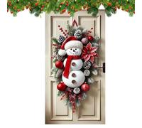 Genérico Cute Snowman Door Hanger Sign | 180x90cm Front Doors Christmas Decorations, Artificial Large Party Supplies | For Wall & Door Decor, Rustic Christmas Welcome Sign