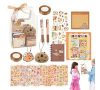 Genérico Cute Stationary - Portable Cute Pencil Capybara Plush - Effortless Animal Stickers, School Notepad, Comprehensive Application Student Learning Supplies, Kids School Accessories For Home