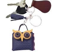 Genérico Cute Tiny Bag Keychain, Mini Bag-Shaped Pendant, 2.17x1.85x4.69 Inches Adorable Owl Design Leather Keyring with Creative Details, Fun Key Chain Charm for Phones, Backpacks, Purses and Use