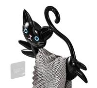 Genérico Cute Towel Holder - Kitten Wall Decor Hook, Adhesive Animal Storage Bar with No Drill Base, Metal Space Saver, Ideal for Workplace Bathroom Guest Room Hand Drying
