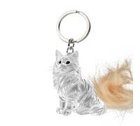 Genérico Cute Transparent Cat-Shaped Pet Hair Storage Box - Cat Hair Collector | Pet Ĥair Keepsake Pendant With Keychain | Animal ĤairKeepsake Box For Keychains Bag Charms