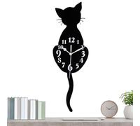 Generico Cute Wall Clock,Cat Design With Swing Tail Battery Operated - Ergonomic Visual Comfort Wall Decor Clock,ES05644 For Dormitory Hotel Restaurant Businesses Rental Living Room Kitchen