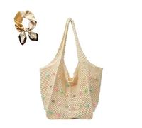 Genérico Cute Woven Lightweight Handbag,Large Capacity Spring Summer Outdoor Underarm Bag,Trendy Travel Work Shoulder Bag for Women