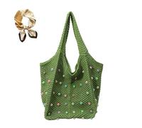 Genérico Cute Woven Lightweight Handbag,Large Capacity Spring Summer Outdoor Underarm Bag,Trendy Travel Work Shoulder Bag for Women