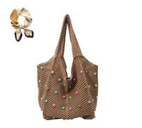 Genérico Cute Woven Lightweight Handbag,Large Capacity Spring Summer Outdoor Underarm Bag,Trendy Travel Work Shoulder Bag for Women