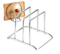 Genérico Cutting Board Rack - Stainless Steel Kitchenware Chopping Board Holder | Silver Countertop Organizer for Kitchen Counter, Cupboard, Dishes, Apartment, Restaurant, Dormitory, Space Saving