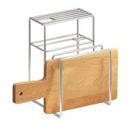 Genérico Cutting Board Shelf, Multifunctional Stainless Steel Stand for Bakeware and Cookie Sheet Storage, Kitchen Countertop Organizer for Cabinet Home Dorm Pantry Cooking Essentials 710g