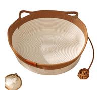 Genérico Cutypet Cat Basket, Cotton Rope Handmade Woven Cat Bed, Wicker Woven Cat Bed, with Teasing Ball, Foldable Pet Toy Basket, for Indoor Small & Large Cat & Dog (Brown,Medium)