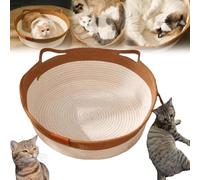 Genérico Cutypet Cat Basket, Cotton Rope Woven Cat Bed Basket, Rope Round Kitty Nest with Built-in Scratching Pad and Play Ball for Kittys and Dogs All-Season (Brown,Large)