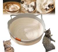 Genérico Cutypet Cat Basket, Cotton Rope Woven Cat Bed Basket, Rope Round Kitty Nest with Built-in Scratching Pad and Play Ball for Kittys and Dogs All-Season (Gray,Medium)