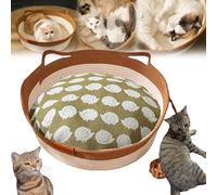 Genérico Cutypet Cat Basket, Cotton Rope Woven Cat Bed Basket, Rope Round Kitty Nest with Built-in Scratching Pad and Play Ball for Kittys and Dogs All-Season (Brown with Padding,Medium)