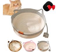 Genérico Cutypet Cat Basket, Cutypet Woven Rope Cat Basket, Handwoven Breathable Dual Scratching Pad with Toy Tail for Cats and Dog (Gray,48 * 15cm)