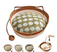 Genérico Cutypet Cat Basket, Pets Hand Woven Cotton Bed Basket, Baskets Round Cotton Rope, Scratch-Resistant (Brown,Small)