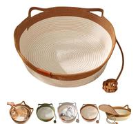 Genérico Cutypet Cat Basket, Wicker Woven Cat Bed, Pets Hand Woven Sleeping Bed Basket, Rope Round Cat Nest with Built-in Scratching Pad and Play Ball for Cat (Brown,Medium)