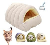 Genérico Cutypet Winter Cave for Cat, Cute Cozy Safe Hideaway Cat Bed, Disassembled Design for Easier Cleaning, Suitable for Cats and Small Dogs, with Hair Remover (Beige,17.7 * 11.8 * 7.5 in)