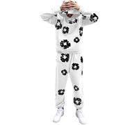 Genérico D&T Chándal de Flores para Hombre,2 Piezas Kapok Estampada Conjunto Hombre Sudadera con Capuch Pantalones,Y2K Hip Hop Traje de Jogging Set