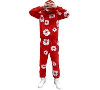 Genérico D&T Chándal de Flores para Hombre,2 Piezas Kapok Estampada Conjunto Hombre Sudadera con Capuch Pantalones,Y2K Hip Hop Traje de Jogging Set